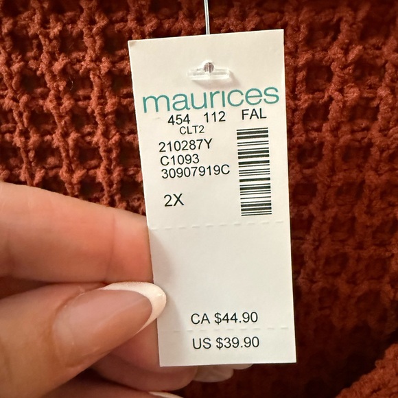 Maurices V-Neck Sweater in Warm Rust - Picture 4 of 5